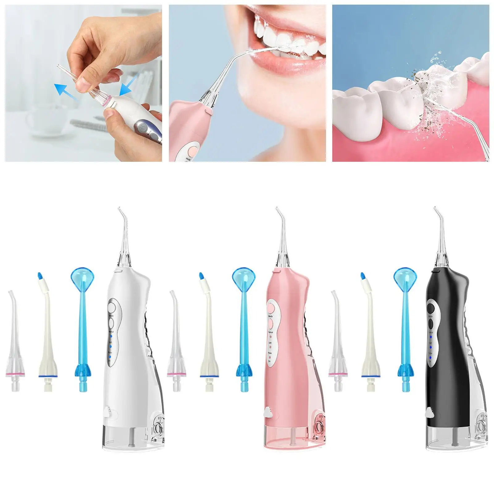 Wireless Water Oral Flosser Irrigator Tooth Clean Waterproof 3 Modes Water Jet Teeth Bridges Care Teeth Teeth Cleaner for Travel