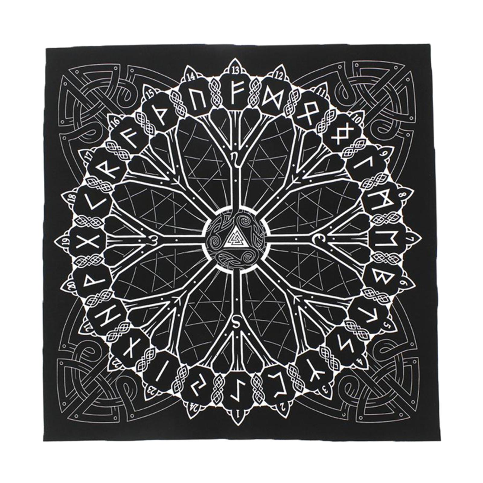 Black Rune Casting Norse   Astrology Altar Tarot Card Cloth Tablecloth Altar Piece Decor