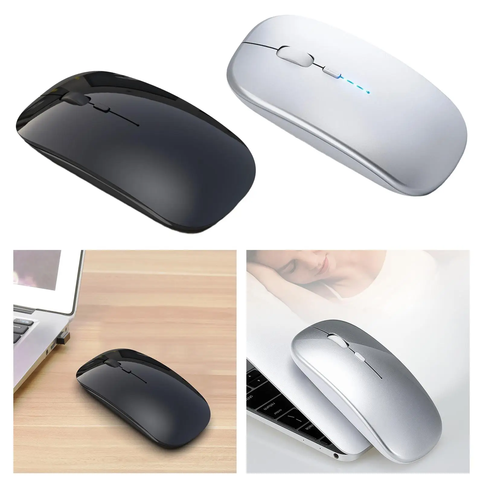 Rechargeable 2.4G Bluetooth 5.0 Wireless Mouse   Thin Laptop PC Gaming