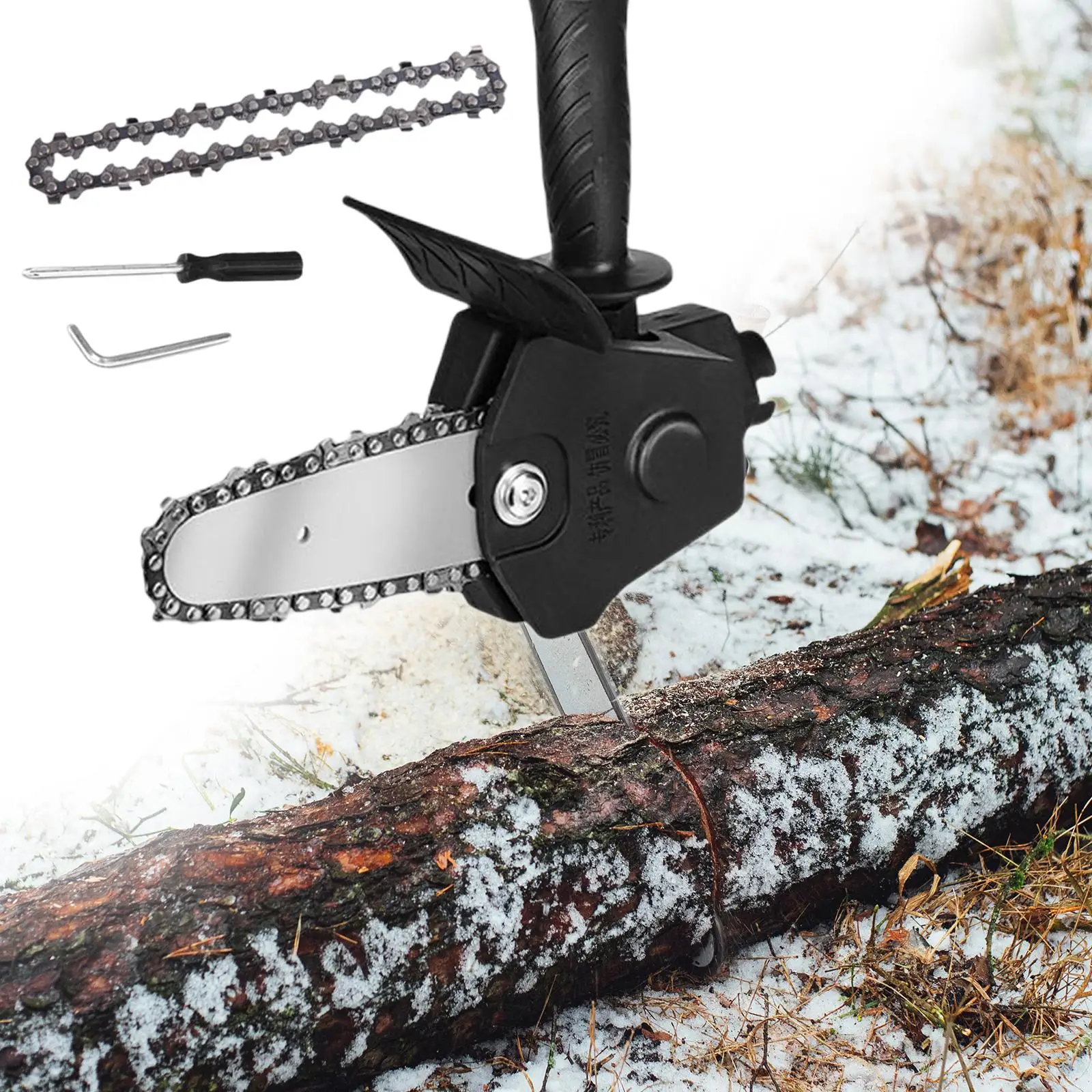 Mini Chainsaw Brackets with Spare Chain Electric Drill into Chain Saw for Garden Farming