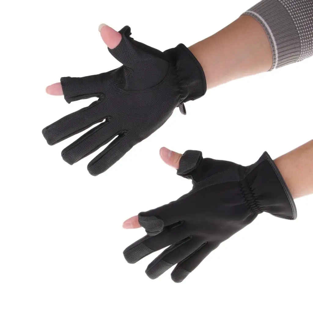 1 Pair Neoprene Fishing Gloves Breathable Anti-Slip 3 Finger Gloves Free Size Mitts