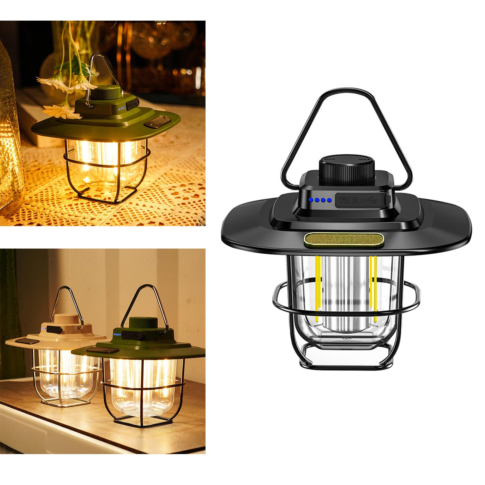 Stainless Steel LED Camping Lantern Night Light 2 Light Modes for Yard