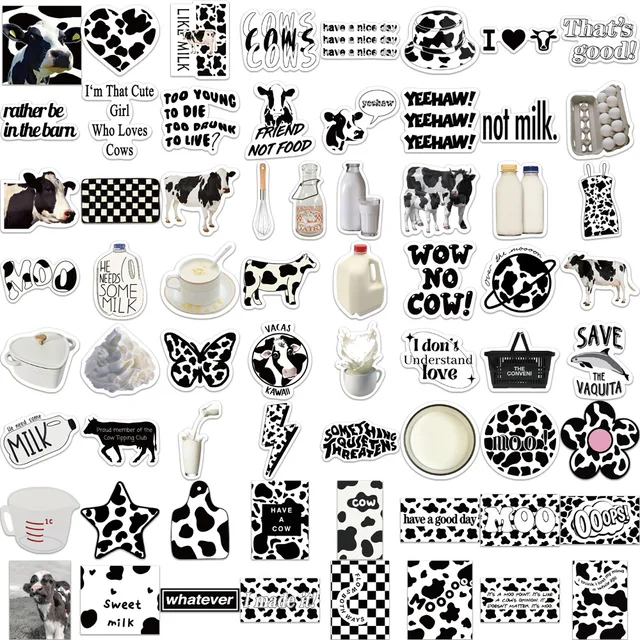 Black White Stickers, Stickers Laptop Cows, Christmas Sticker