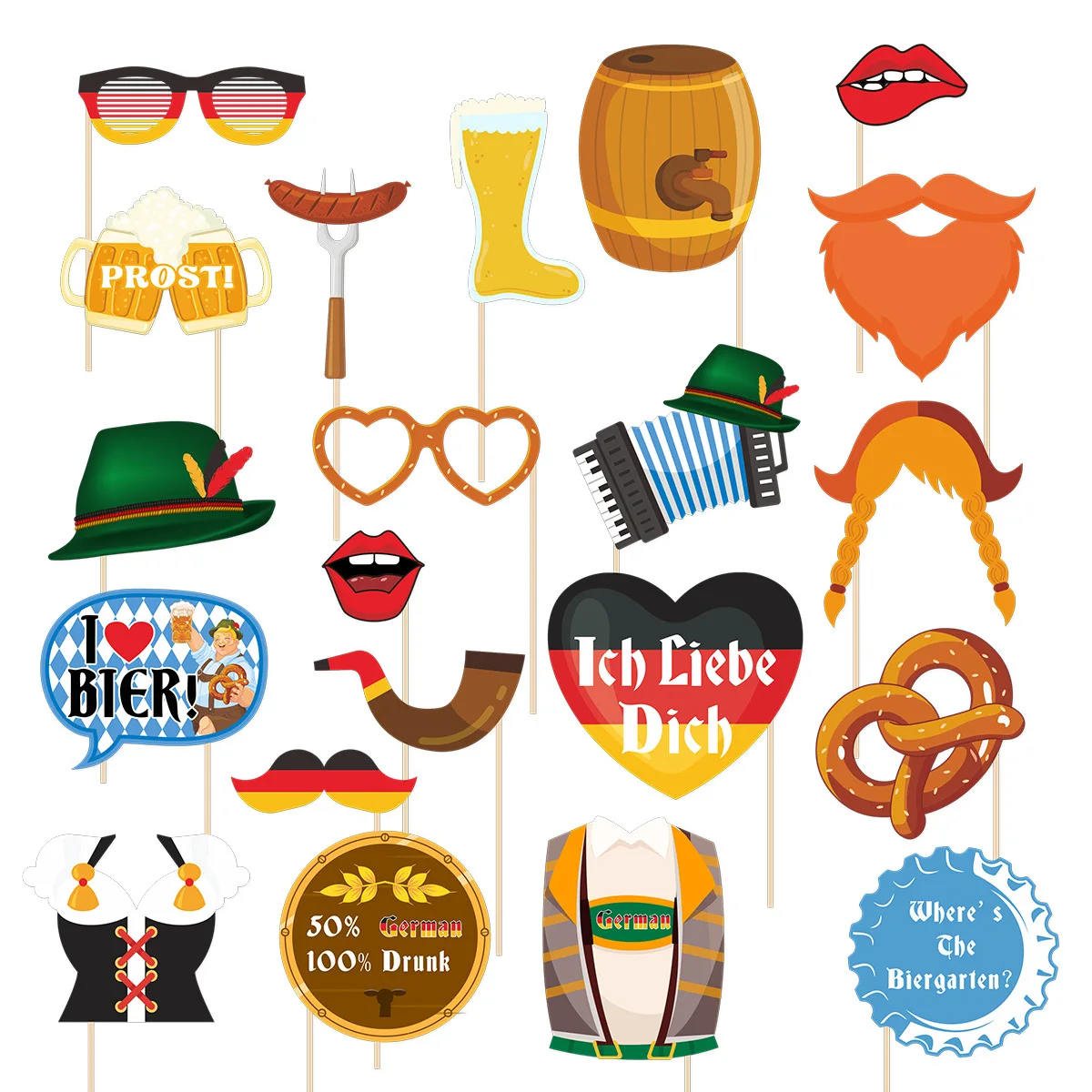 Description Picture 2 of item21Pcs Oktoberfest Theme Party Photo Booth Props for Bar Beer Festival Party Backdrop Decorations Birthday Party Favors Supplies