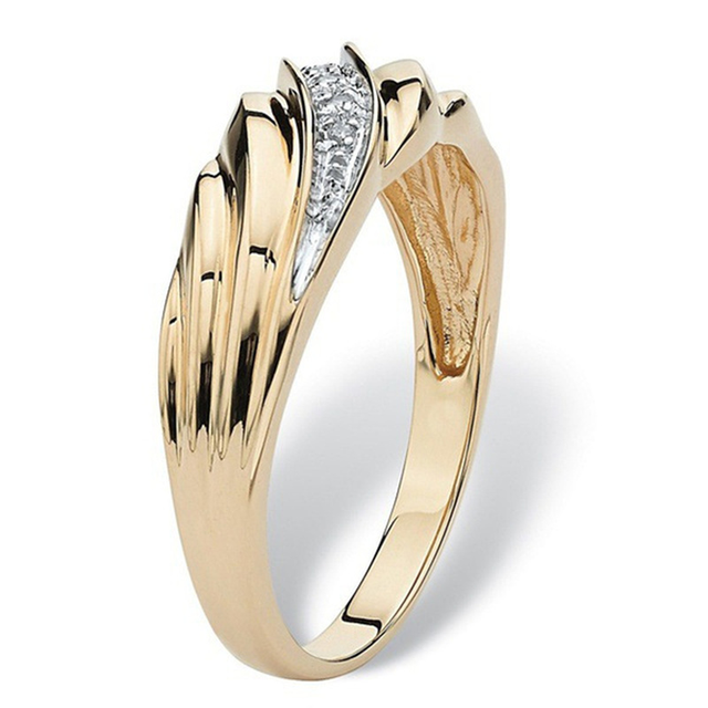 Fashion Creative Twisted Men Women Ring Exquisite Gold Color Metal Inlaid  with White Zircon Engagement Ring Jewelry