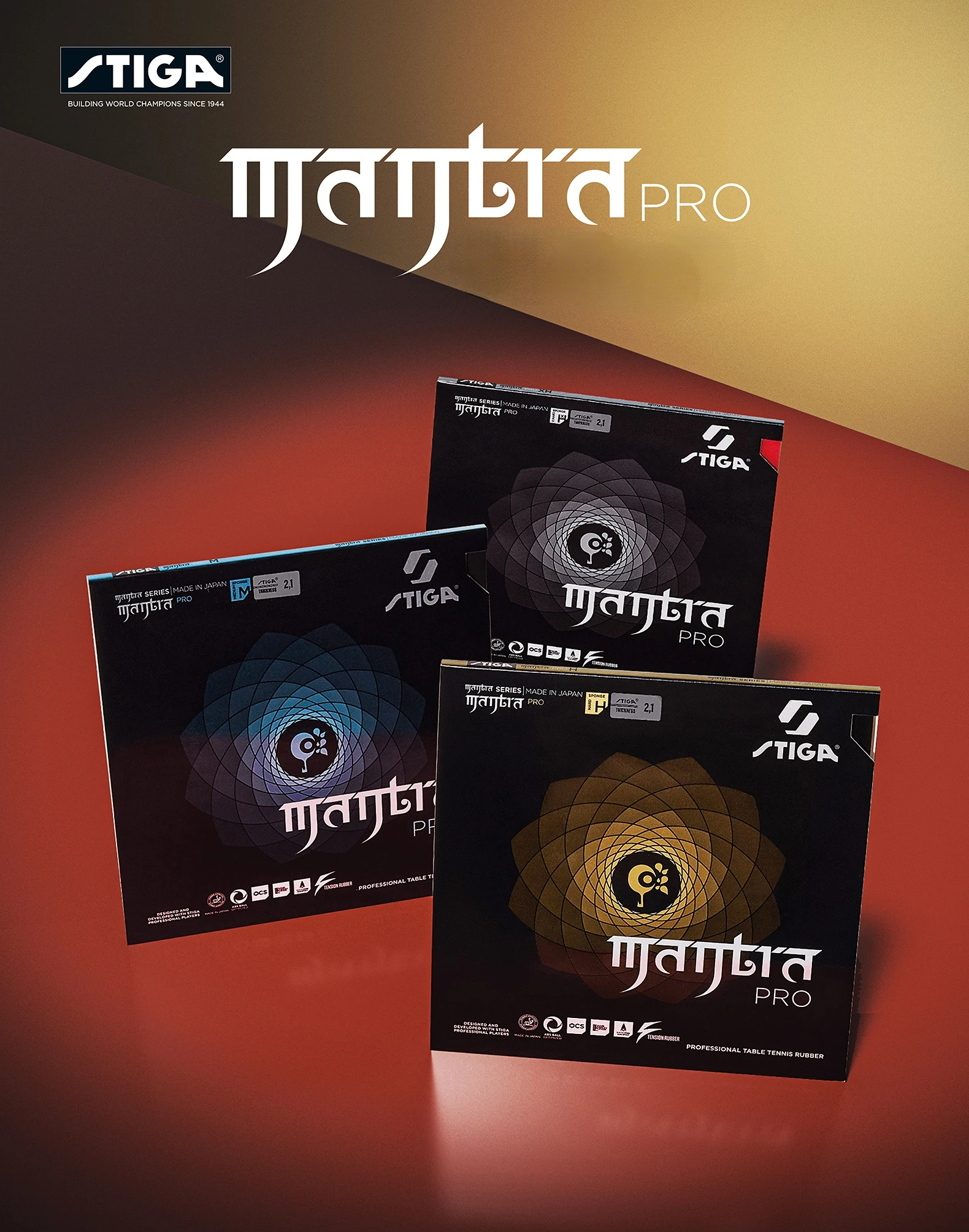 STIGA-MANTRA PRO Table Tennis Rubber, Semi-Hollow Ping Pong Rubber, AstrBalancing, Pro M, H, XH Series, Pimples-in, Offensive