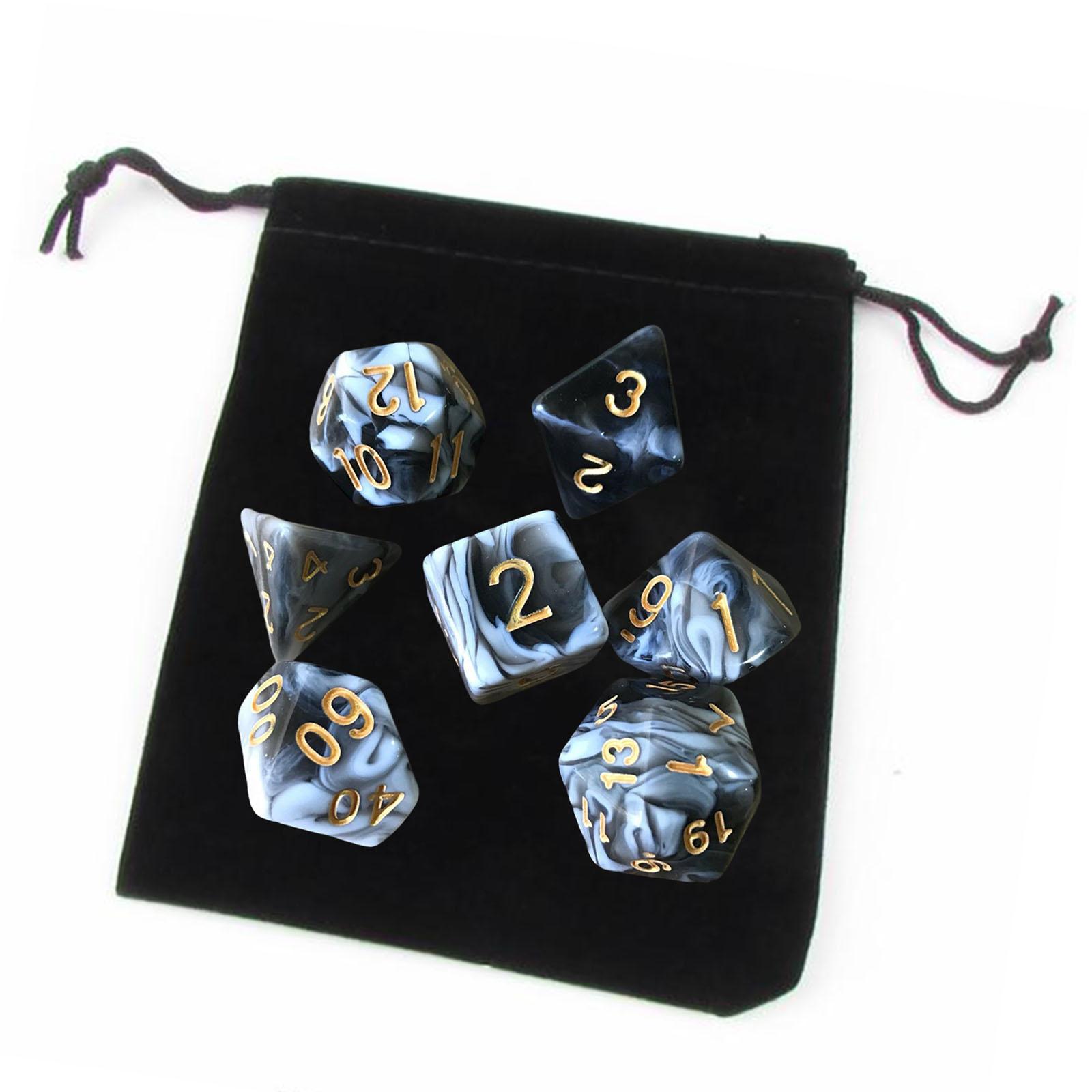 Pack of 7 Polyhedral Dices Set with Pouch Bar Toys for Math Teaching