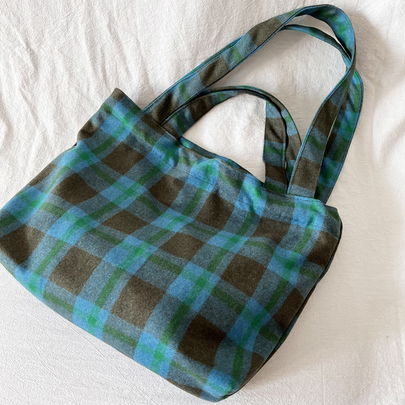 Retro Plaid große Kapazität Frauen Umhängetasche Mode süße lässige Damen Öko Einkaufstaschen einfache Vintage weibliche Tasche Handtasche – Detail 6