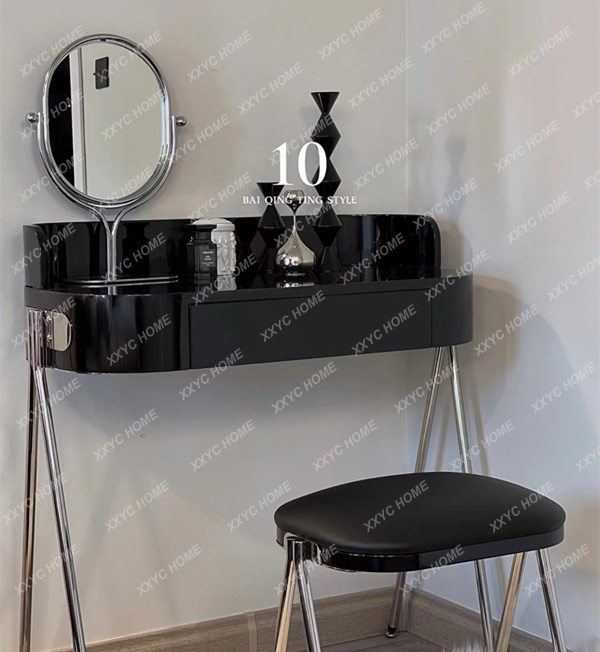 Description Picture 4 of itemLight Luxury Dresser Modern Design Makeup Table Ins Style Stainless Steel Combination Storage Table and Chair