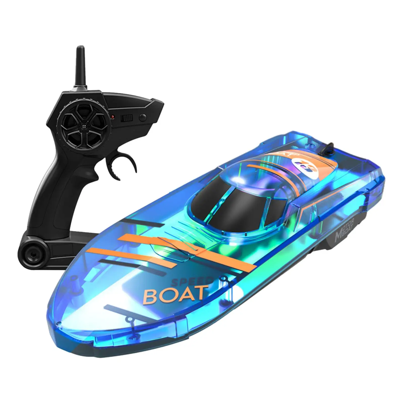 RC Boat with Lights Bathtub Toy Summer Water Toy Electric Toys High Speed Boat for Ponds Boys Girls Pools Outdoor Lakes