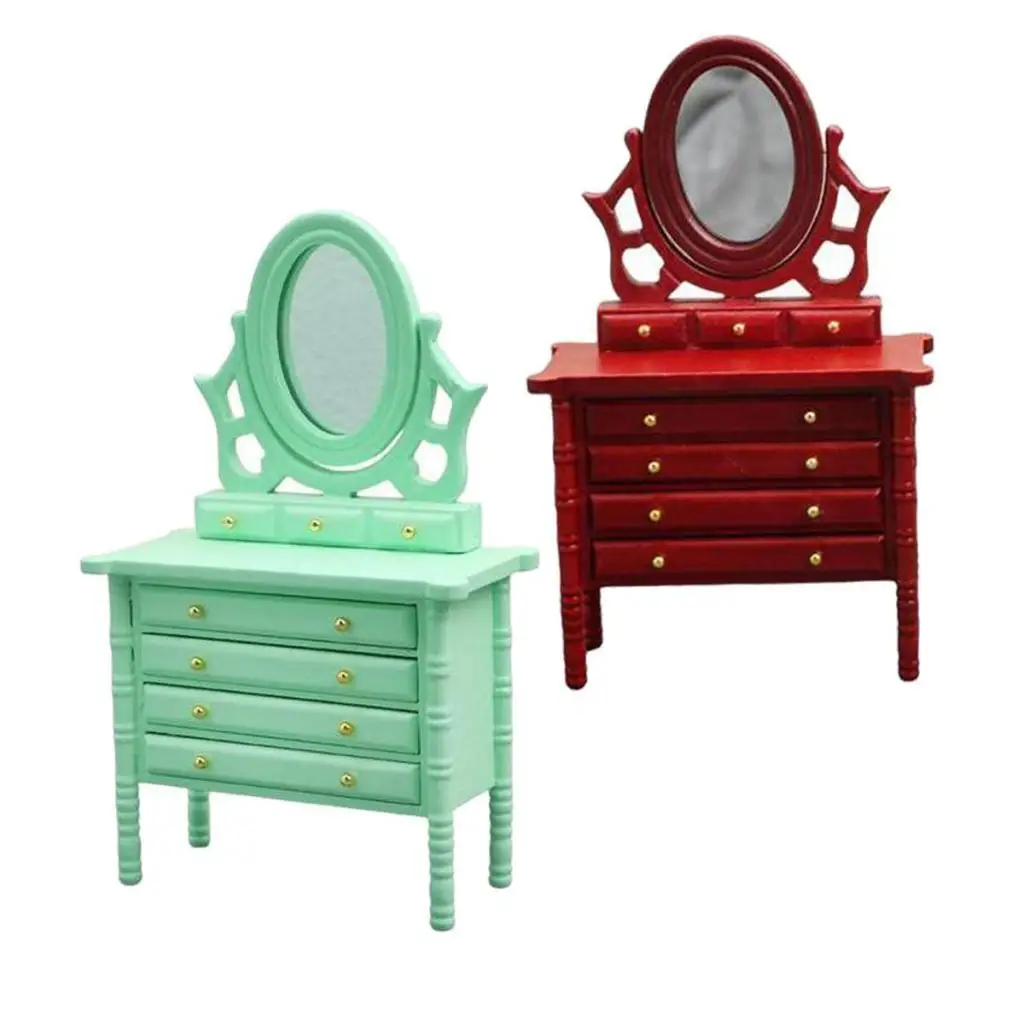 2pcs 1:12 Dollhouse Mini Dresser DIY Scene Accessories for Bedroom 