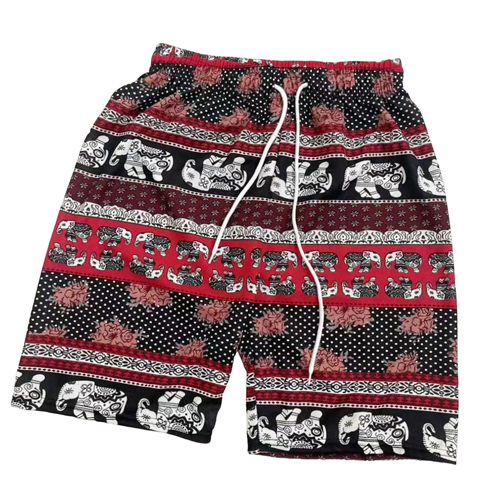 Beach Shorts for Men Women Summer Polyester Lightweight Baggy Briefs Fashion Elephant Printed Short Pants for Party Ladies