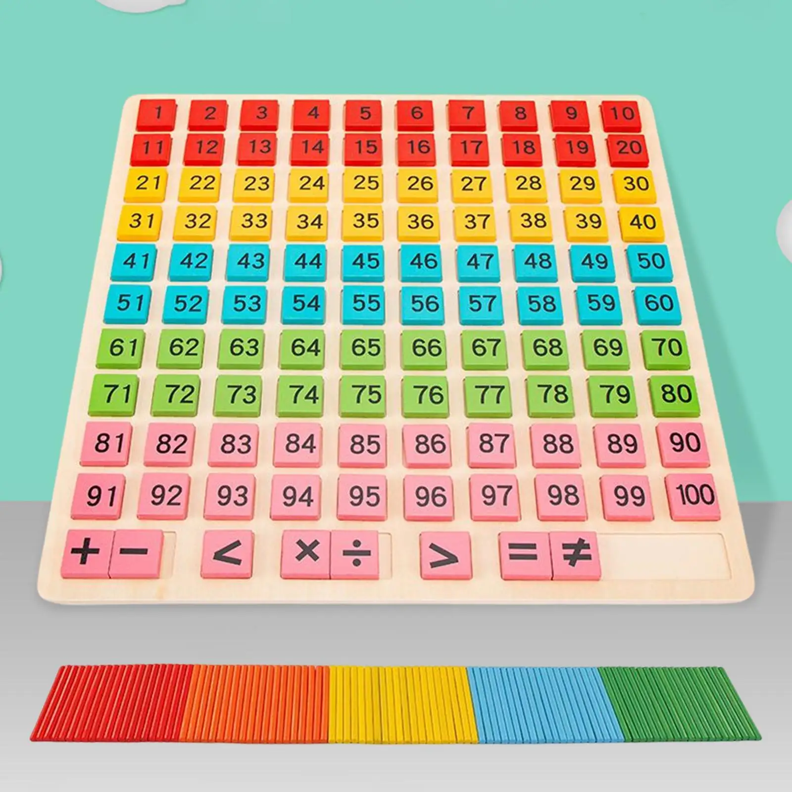 Wooden Multiplication & Math Table Board Game 1-100 Consecutive Numbers Math Toys Math Numbers Blocks Building for Toddlers Kids