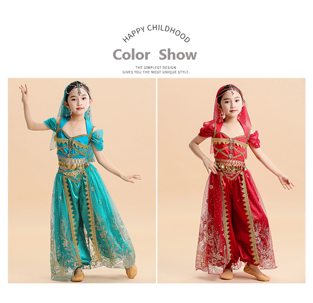 Disfraz de princesa India para niña, traje de actuación, danza del vientre,  India - AliExpress