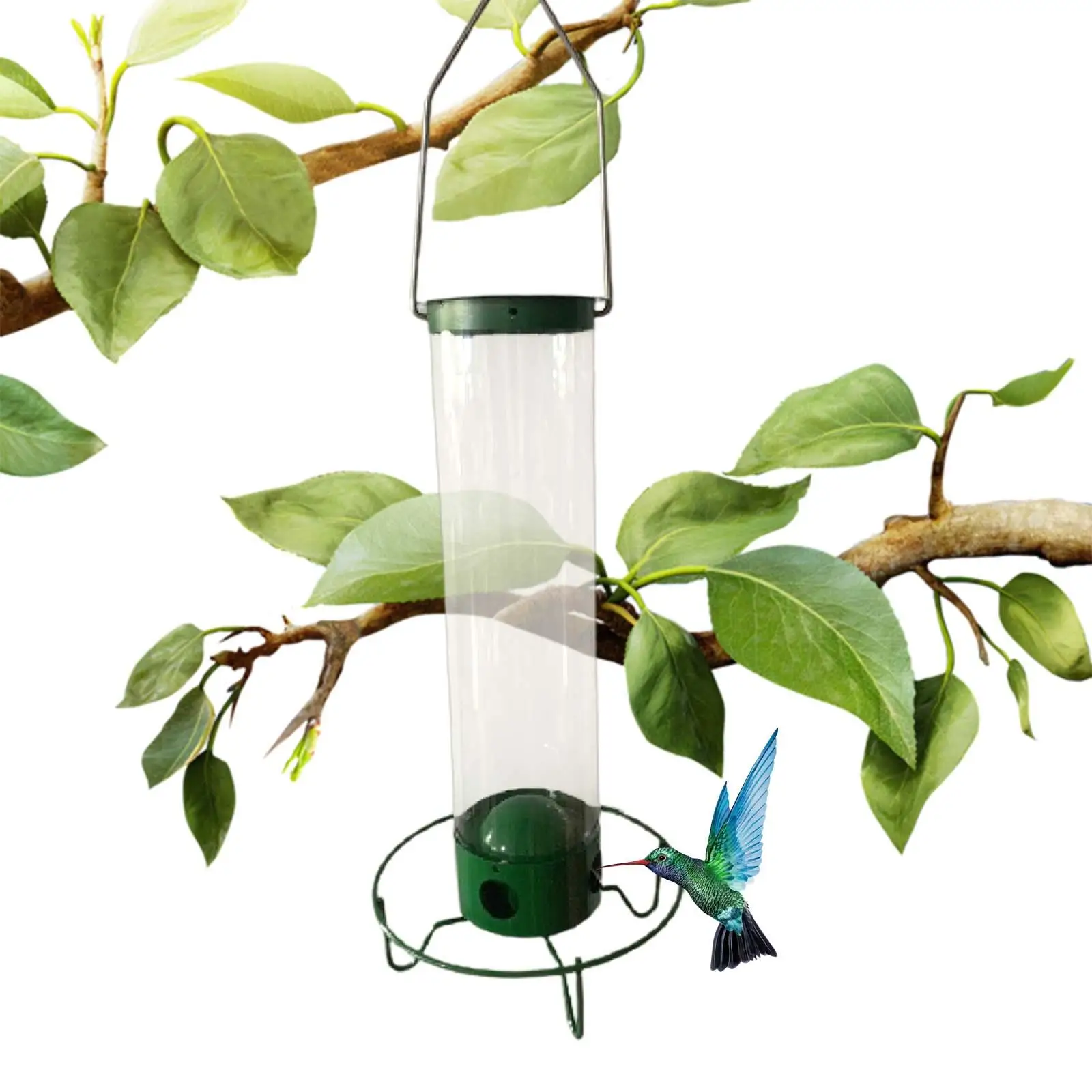 Bird Feeder Garden Decoration with Four Feeding Ports with Hanging Hook Automatic Bird Feeder for Bird Watchers Gift Outside