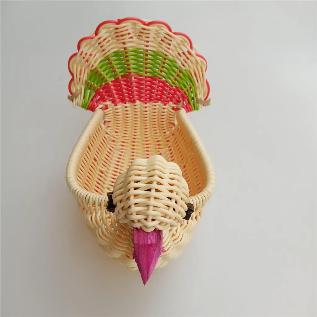  Little Turkey Shape Imitation Rattan Bread Fruit Basket Snacks 