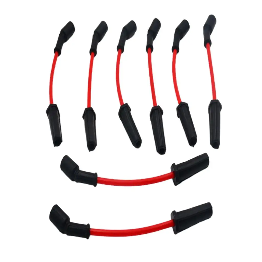 8pcs Racing Ignition Spark Plug Wire Set Red For  LS1 LS4 LS7 Auto