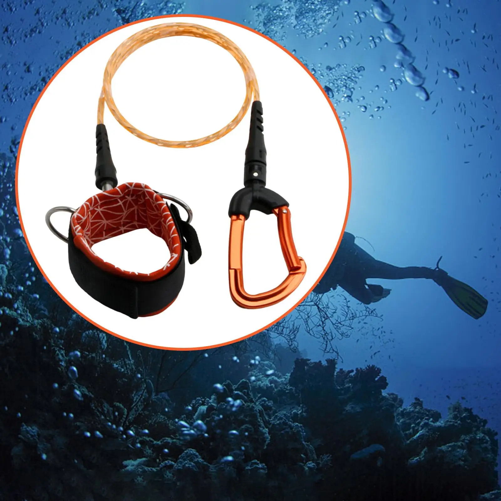 Freediving Lanyard Wristband Strap Security Leash Portable Scuba Diving Rope for Scuba Diving Diving Snorkeling Freediving