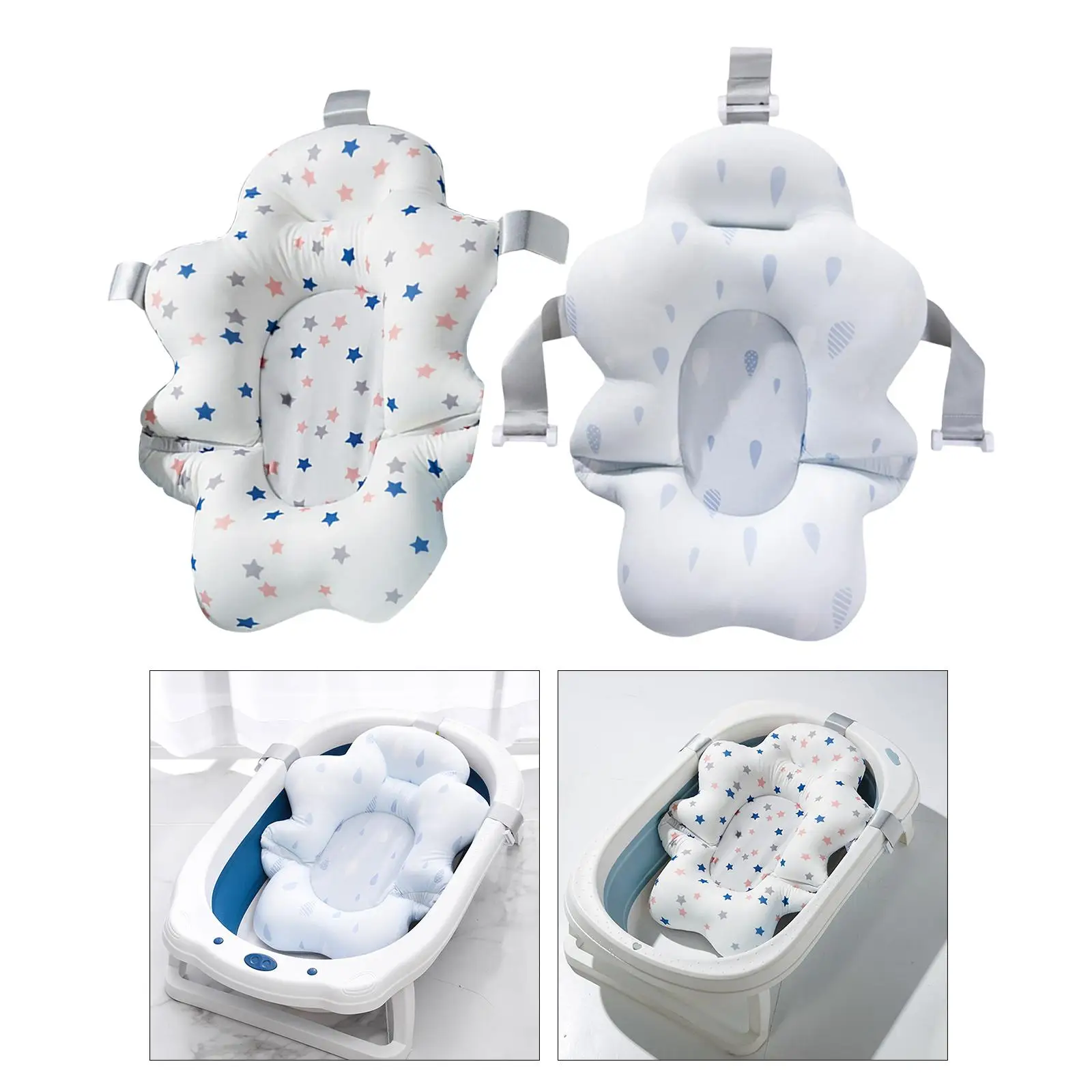 Baby Bath Cushion Pad Foldable Floating Pad Universal Adjustable Nonslip Bathing Tub Seat Baby Bathtub Pillow Baby 0-12M