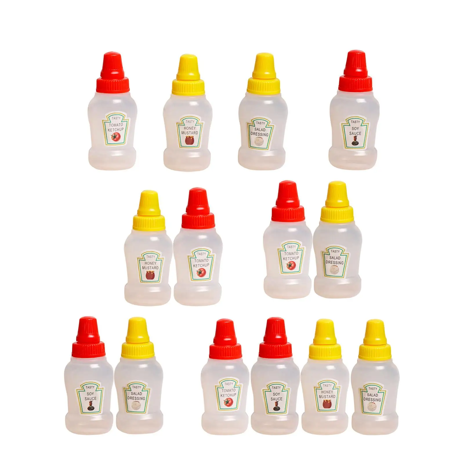 Mini Ketchup Bottles Empty with Cap 25ml Sauce Salad Bottle Containers Bottle for Outdoor BBQ Restaurant Gadgets