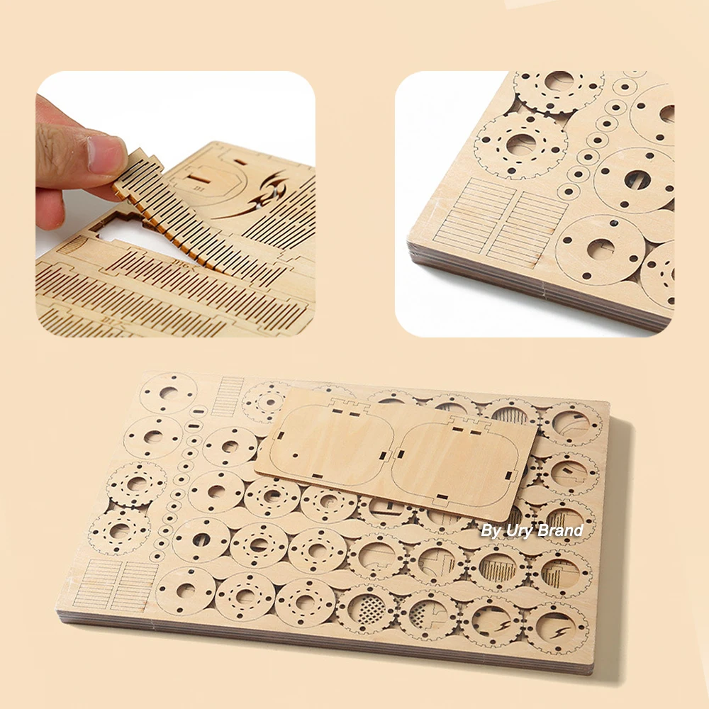 Diy 3d quebra-cabeças de madeira caixa dinheiro
