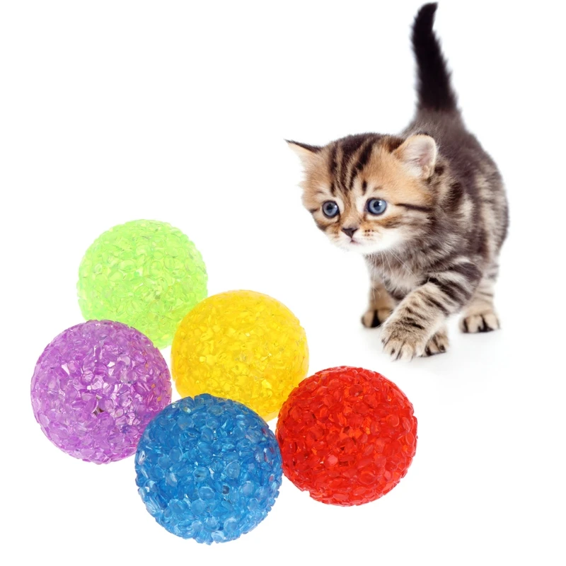 5 Pcs Toy Bell Crystal Ball Sound Pet Game Kitten Plastic Interactive Rattle
