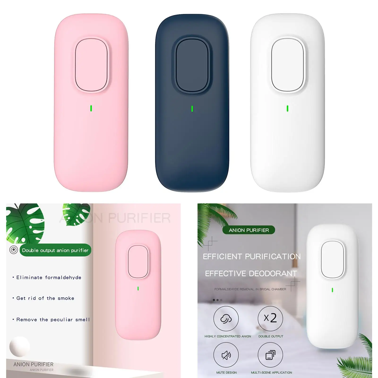 Mini Negative Ion Air Purifiers Plug In for Home Remove Pet Toilet Smell Deodorizer Cleaner House Kitchen