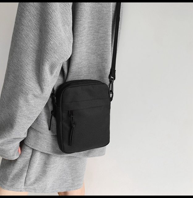 high quality】Sling Bag Men Small Messenger Bag Canvas Casual Shoulder Bag  Mini Mobile Phone Bag Black