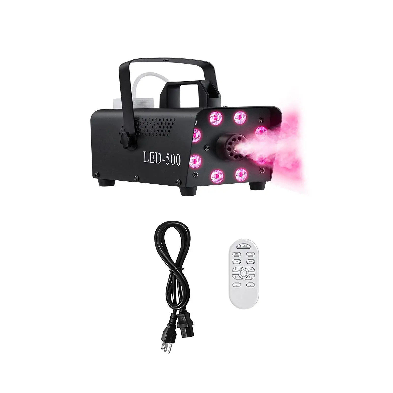 Halloween Fog Machine Continuous Spray Party Disco 8 LED Light Stage Show Stage Fogger 500W Outdoor Indoor Disco Smoke Machine