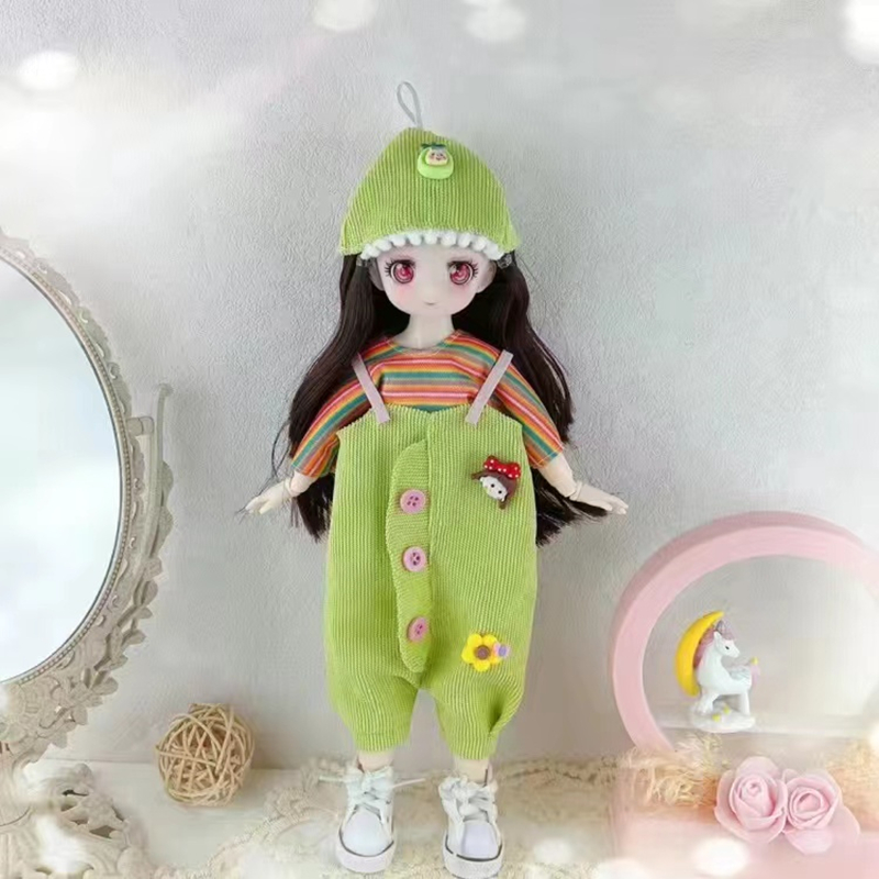30cm Kawaii BJD Doll Girl 6 Points Joint Movable Doll with Fashion Clothes Soft Hair Dress Up Girl Toys Birthday Gift Doll New
