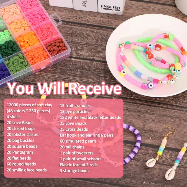 9362 Pcs 72 color clay beads bracelet making craft kit, DIY necklace  bracelet with pendant spacer letter beads and elastic rope - AliExpress
