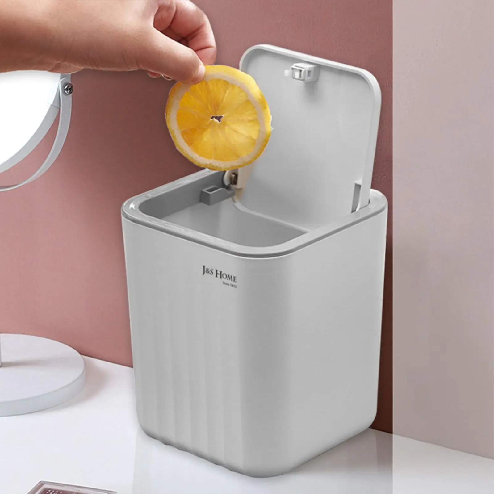 Small Trash Can Household Cleaning Tools Push Type Waste Bin for Kitchen