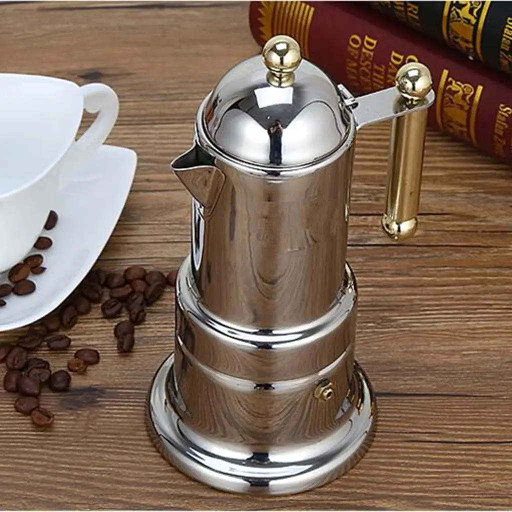Stainless Steel Moka Coffee Maker Stovetop Espresso Maker Italian Design for Best Espresso Coffee, Easy to Use and Clean