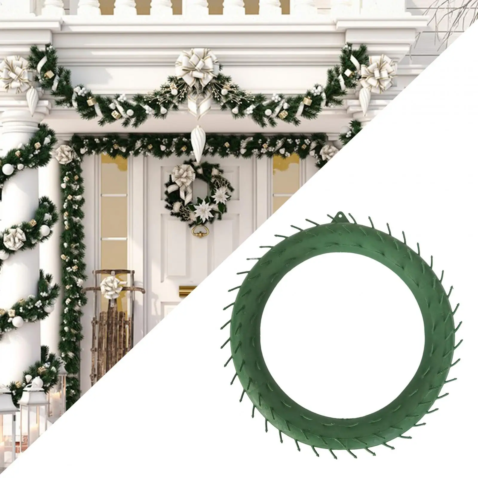 Christmas Round Wreath Making Hoop DIY Circle Wreath Base Accessories for Crafts Sturdy Simple Style Lightweight Green Color