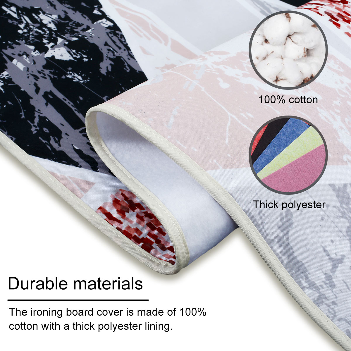 Description Picture 5 of item100% Cotton Ironing Board Cover Thickening Iron Cover with Padding Heat Reflective Scorch Resistant Heavy Duty Iron Boards Pad