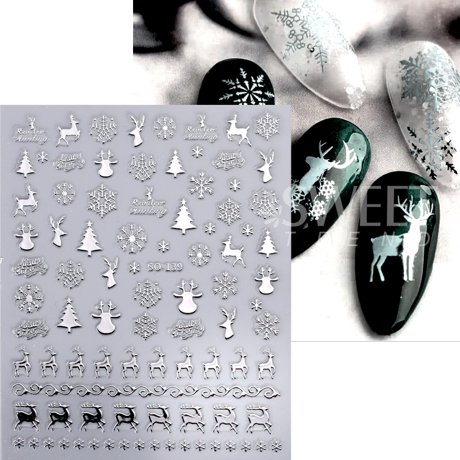 Best of 3D Gold Silver Christmas Nail Sticker Winter New Year Snowman Snowflake Decal Holographic Santa Tree Slider For Manicure Decor Reviews & Tips - Image 5