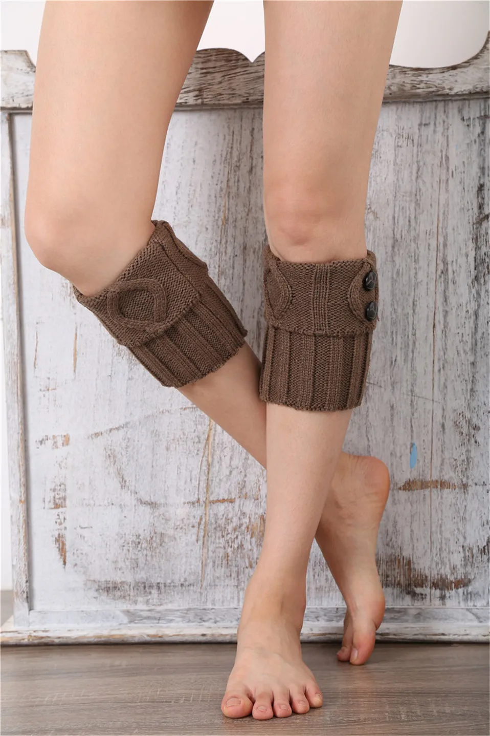 Gestrickte Gamaschen für Damen, Beinwärmer für Herbst/Winter, Lolita, süßes Mädchen, kurze Stiefelmanschetten, Knöpfe, gehäkelt, Damenstiefel, kniehoher Stiefel – Detail 7