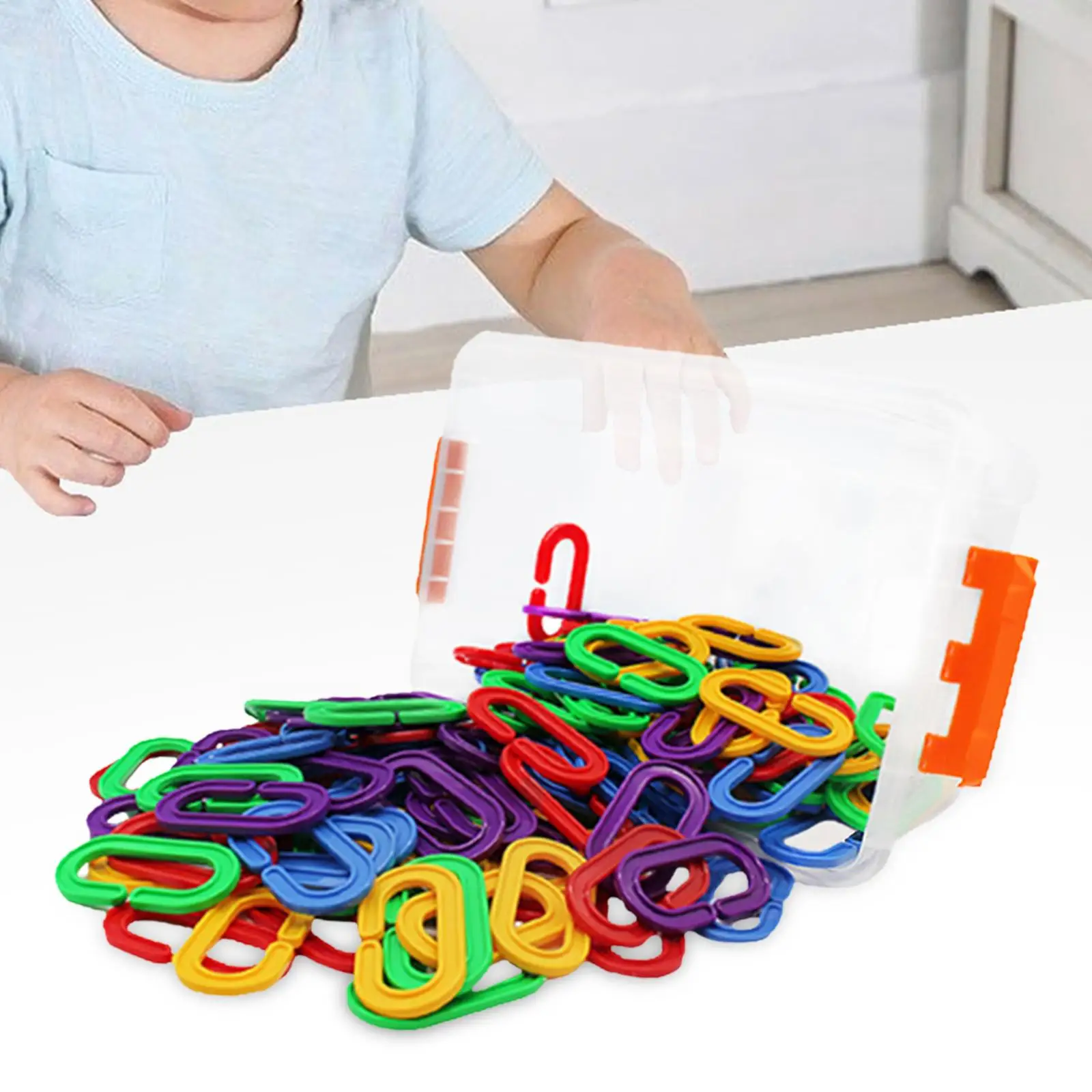 150x C Hook, Colorful Links, Chain Links DIY Toys, Rainbow C Links for Playroom