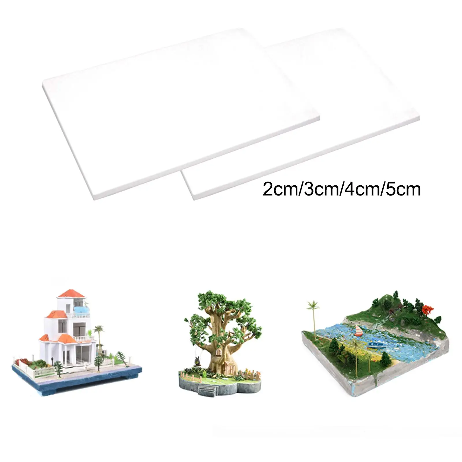 2x Craft Board Foam DIY Scenery Building Materials Miniature Accessories Modelling Foam Plate 20cmx30cm Rectangular Blocks