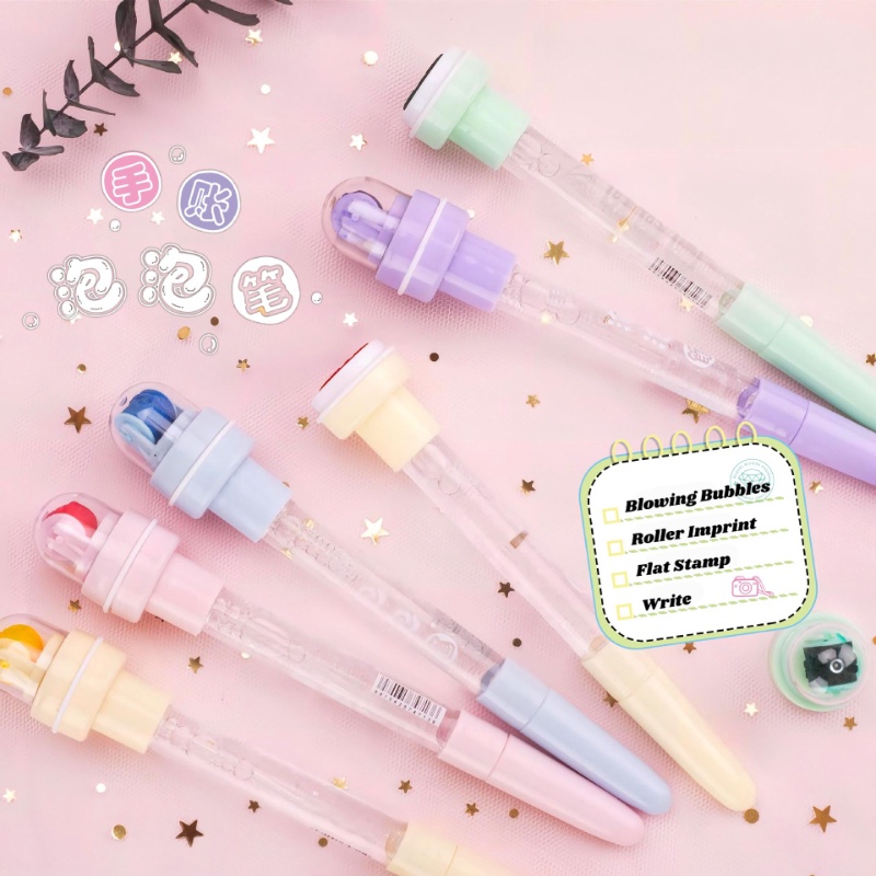 Kreative Multifunktion 4 in 1 bläst Blase Stift rolle mit Siegel magischen Stift Hand Konto Stift Student Weihnachts geschenk Briefpapier – Detail 1