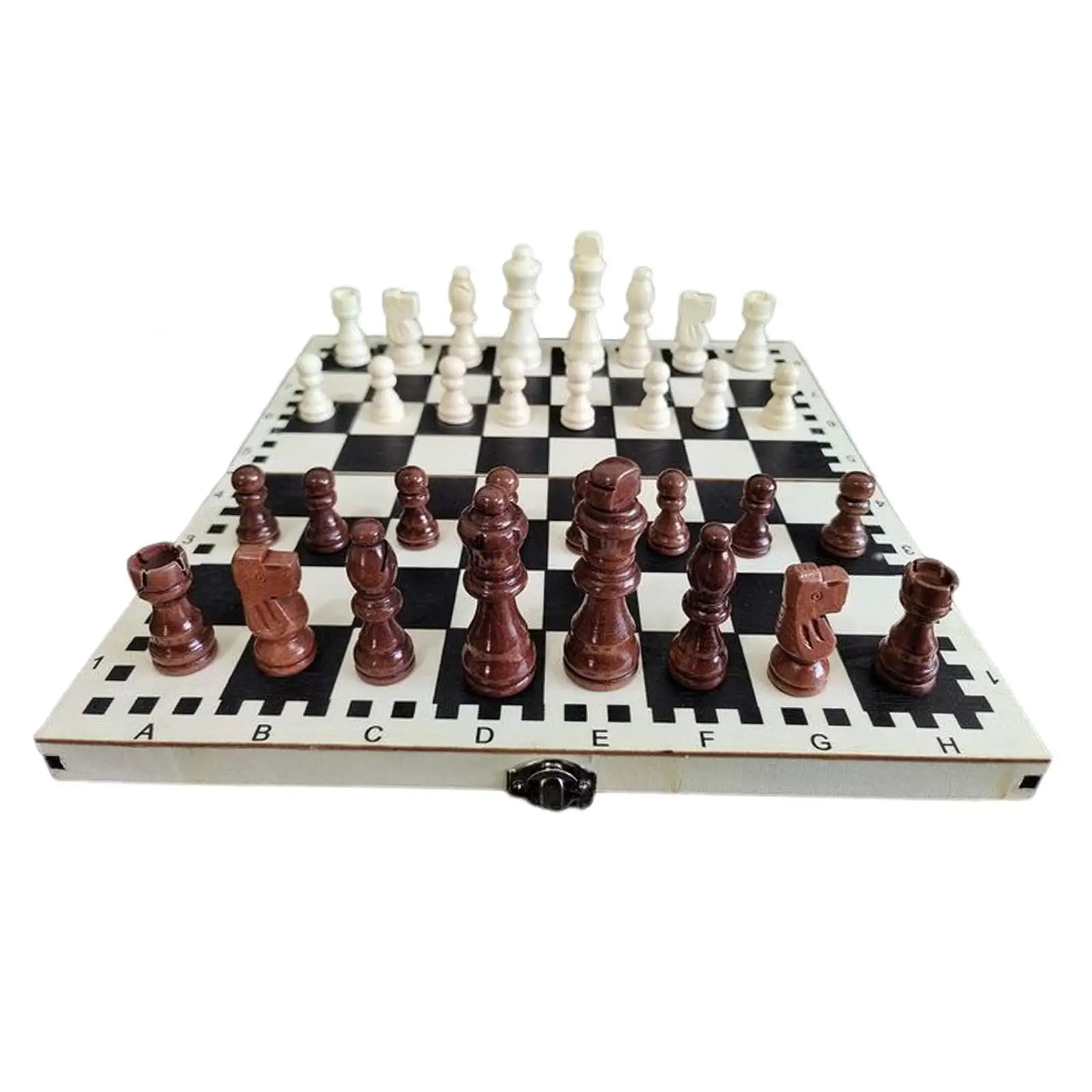 Wooden Folding Board Chess Set 30x30cm Handmade Entertainment Tool Accessories for Travelling Game Play