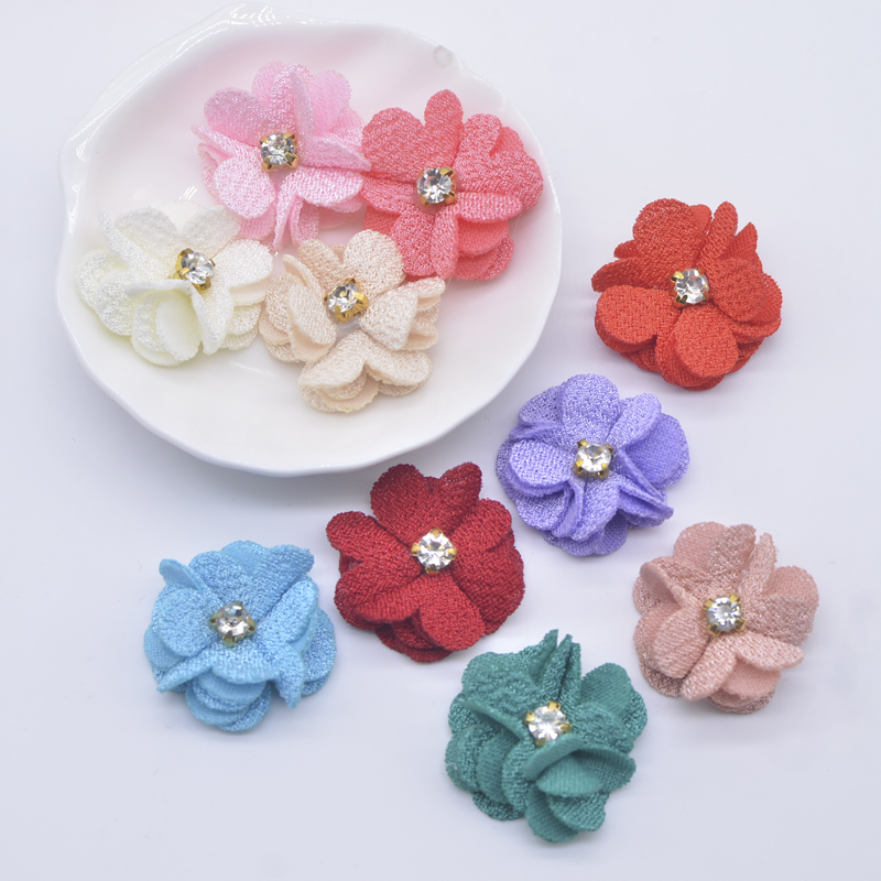 10 Stück 25 mm Mesh-Gardenia-Blumen-Applikationen für DIY-Kopfbedeckungen, Haarspangen, Dekoration, Zubehör, Kleidung, Hut, Schuhe, Basteln, Nähflicken – Detail 1