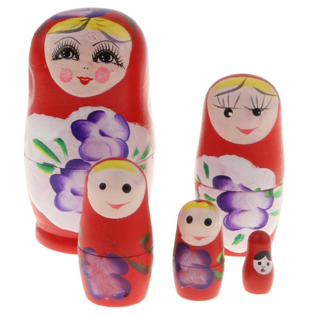 Russian Dolls Matrioska 5 Layers Hand Painted Nesting Christmas Birthday Gift for Children