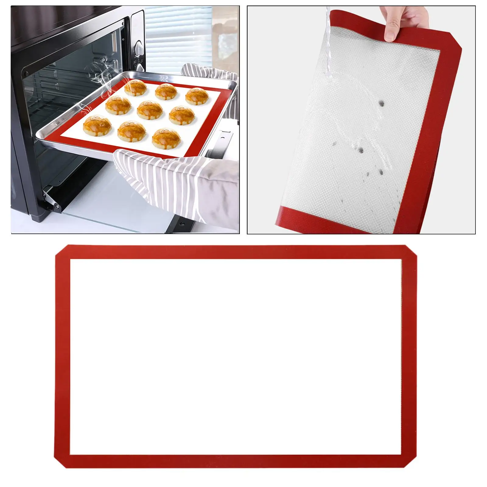 Household Silicone Baking Mat Oven Liner Non Stick Heat Resistant Reusable Pad Sheet for Bake Pans & Rolling Macaron Meats Bun