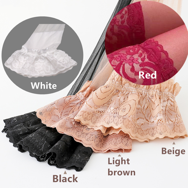 Bas de cuisse de mariée en dentelle blanche et noire pour femmes - Type
