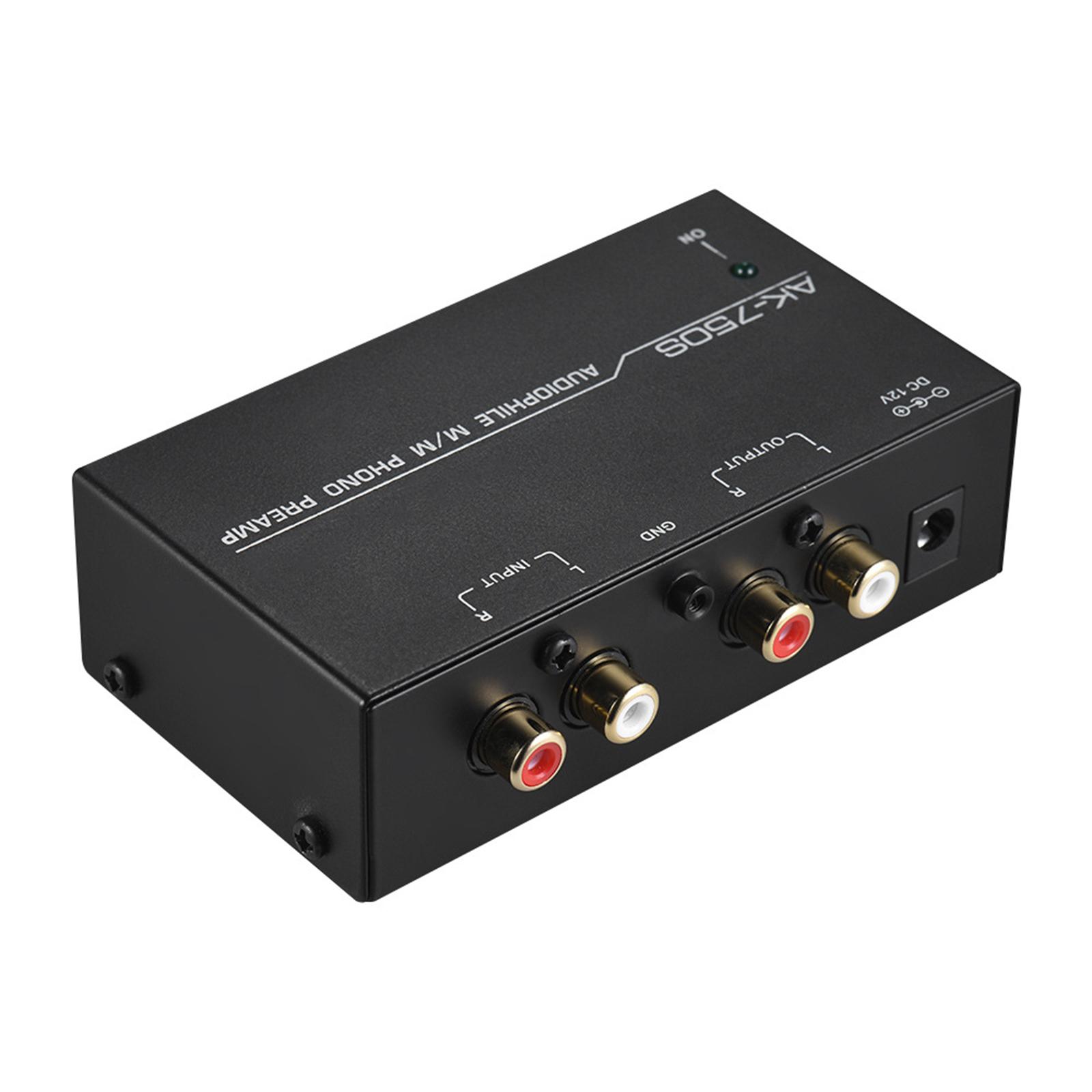 Phono Preamp Preamplifier US Standard Plug for Converting Phono Signal to Level Signal Durable Excellent Sound ,Black