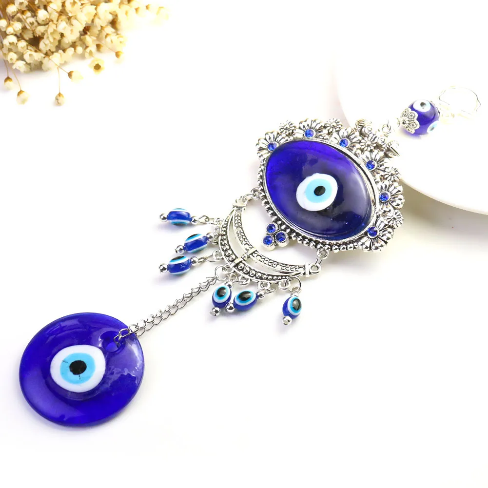 1 Stück Türkisches Böses-Auge-Perlen-Wandbehang, Balkondekoration, glasierte Legierung, blaues Auge, Auto, Zuhause, Innenbereich, Glücksbringer, Accessoires, Geschenk – Detail 2