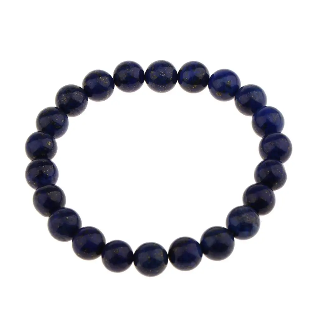 Mens Womens 8mm Lapis Lazuli Gemstone Beads Beaded Jewelry Stretch Bracelet