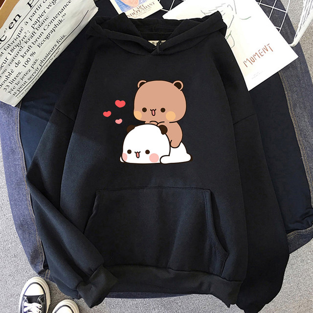 Peach Cat Kawaii Cute Plus Size Hoodies Warm Harajuku Oversized Sweatshirt  Women Cartoon Winter Print Pullovers Loose Streetwear