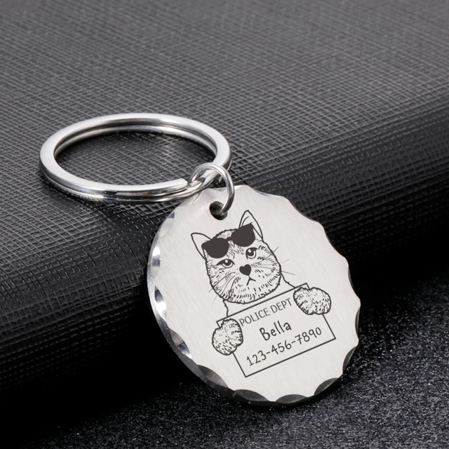 Silvercut® Black Medallion Dog Keychain With Custom Engraved Photo